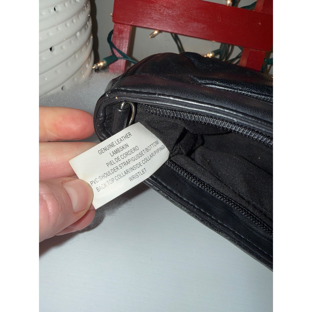 Worthington Black Lambskin Leather Clutch Purse Evening Bag Wristlet - Picture 10 of 11